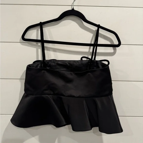 NWT GANNI black satin Duchess top - Picture 8 of 8